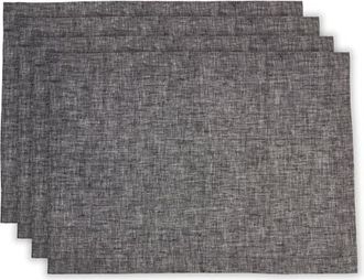 Solino Home Linen Placemats Set of 4, 14 x 19 Inch for Dining Table, Holiday and Everyday Table Decor - Athena in Chambray Black at Nordstrom, Size