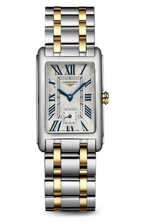 Longines DolceVita Tank Two-Tone Bracelet Watch, 23.3mm x 37mm in Silver at Nordstrom