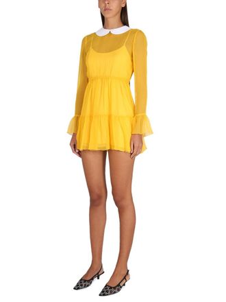 Gucci Silk Poplin Collar Mini Dress - Multicolor