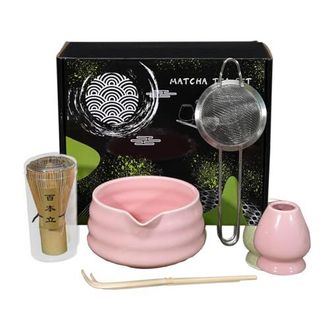 Ezitruz Porte-balai à matcha en céramique avec cuillère, support pour fouet à matcha, lot de 2 pièces (rose Ezitruz Porte-balai à matcha en céramique avec cuillère, support pour fouet à matcha, lot de 2 pièces (rose