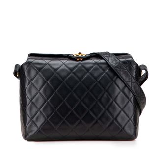 Chanel Pre-owned Womens Quilted Crossbody Bag - Black Leather - One Size