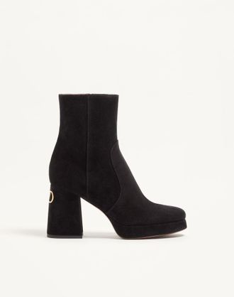 Valentino Garavani Stivaletto Con Plateau Fawcette In Crosta 90Mm Donna NERO 35.5