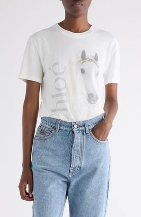 Chlo&eacute; Horse Capsule Collection Graphic T-Shirt in White at Nordstrom, Size X-Small