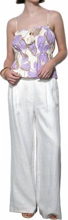 Greylin Savannah Wide Leg Linen Pants In White
