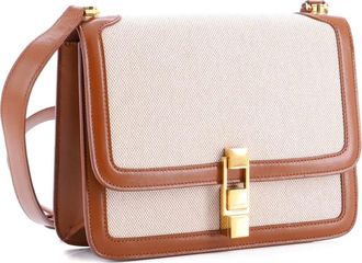 Saint Laurent Carre Satchel Canvas with Leather Medium shoulder bag - Bruin