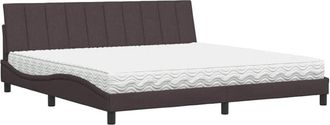 vidaXL Vidaxl - Cama Con Colch&oacute;n Tela Marr&oacute;n Oscuro 200x200 Cm
