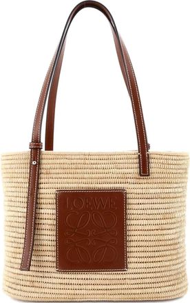 Loewe Square Basket Woven Raffia Small tote bag - Bruin