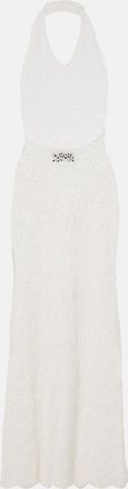 Nili Lotan Eddie crochet halterneck cotton maxi dress