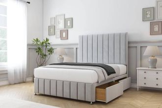 Comfort Beds Sara Plush Divan Base 2 Drawers - 26 Headboard-Footboard in Silver | Size: King