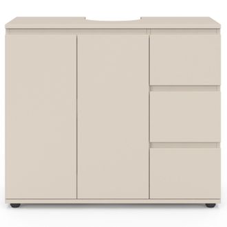 IDMarket Mobiletto Da Bagno Tomi Con Armadietto E 3 Cassetti Beige