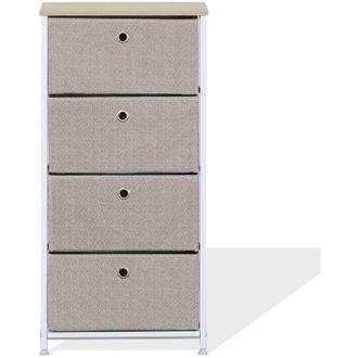 Mobili Rebecca Rebecca Mobili Cajonera Alta 4 Cajones Plegables De Metal Y Tela Blanco Vintage Beige