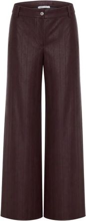 Patrizia Pepe Faux-leren Palazzo Broek - Dames - Wijde Broeken - Bruin - M - Polyester - Broeken