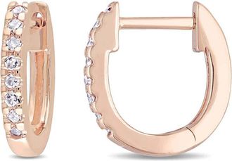 Amour 1/10 CT TW Diamond Hoop Earrings In 10K Rose Gold
