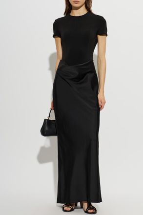 Rotate Dress Made Of Combined Materials, Womens, Black