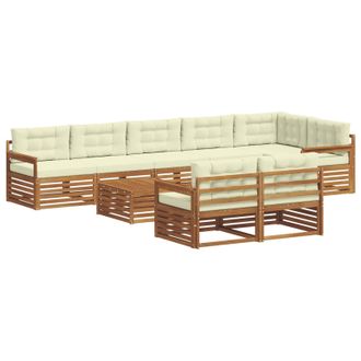 vidaXL Conjunto De Sof&aacute;s De Exterior Con Coj&iacute;n 9 Pcs Natural Y Crema Vidaxl