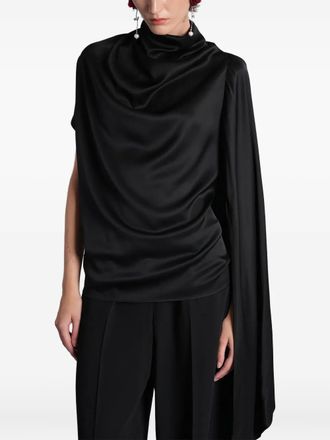 Magda Butrym scarf-detail asymmetric blouse - women - Silk - 38 - Black