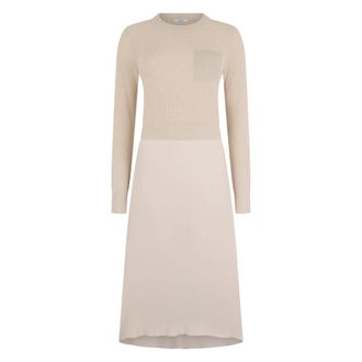 PESERICO Lange Gebreide Jurk - Dames - Kleedjes - Beige - M - Wol - Kleedjes