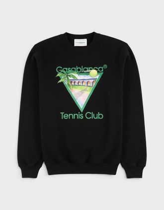 Casablanca Mens Tennis Club Icon Printed Sweatshirt Black - Size: 38