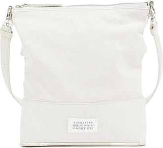 Maison Margiela Shoulder Bags, female, White, ONE SIZE, Foldover Shoulder Bag White Cotton Leather