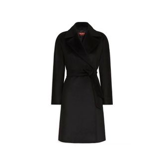 Max Mara Midi Wrap Coat - Dames - Mantels - Zwart - Maat: XS Wol