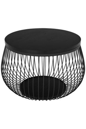 MID.YOU Mid.you Couchtisch, Schwarz, Holz, Metall, Holzwerkstoff, Eiche, massiv, rund, 70x45x70 cm, Wohnzimmer, Wohnzimmertische, Couchtische, Couchtische run