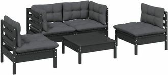 vidaXL Juego De Muebles De Jard&iacute;n 5 Pzas Y Cojines Madera Maciza Pino Vidaxl