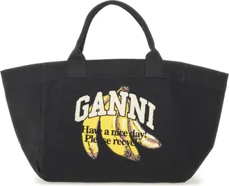 Ganni Banana Print Xxl Tote Bag-Donna