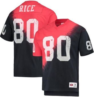 Mitchell & Ness Mens Mitchell & Ness Jerry Rice Black/Red San Francisco 49ers Retired Player Name & Number Diagonal Tie-Dye V-Neck T-Shirt at Nordstrom, Size X-Large
