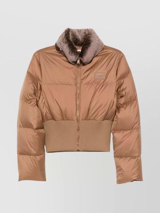 Fendi short down jacket featuring fur collar