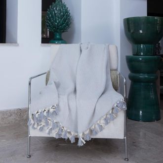 Febronie Manta plaid algod&oacute;n gris perla 160x250