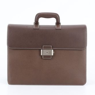Ferragamo Brown Leather Briefcase Tote Bag (Pre-Owned)