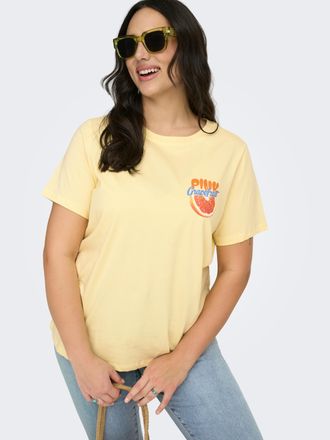 Only Carmakoma Kurzarmshirt ONLY CARMAKOMA CARBOLETTE LIFE REG S/S TOP BOX JRS, Damen, Gr. XL, sunlight print:pink, Jersey, Obermaterial: 100% Baumwolle, bedruckt, R