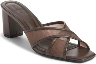 Open Edit Grady Slide Sandal in Brown Cherry Mesh at Nordstrom, Size 5.5