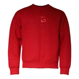 Dolce & Gabbana Sweatshirts, male, Red, M, Maroon DG Logo Cotton Sweatshirt