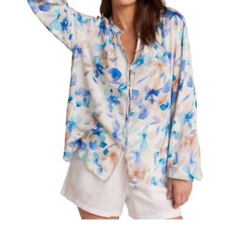 Bella Dahl Button Loop Front Shirt In Malibu Floral Print