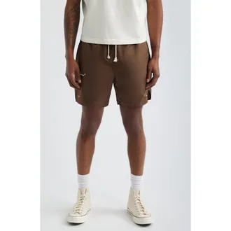 Elwood Olympic Embroidered Logo Nylon Shorts in Dull Brown at Nordstrom, Size X-Small