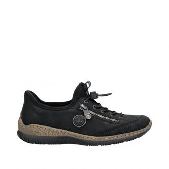 Rieker Womens Flat Heeled Sneaker In Black