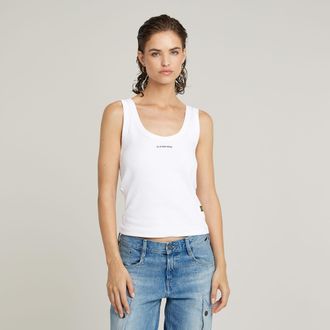 G-Star Tanktop G-STAR Slim Rib Tank, Damen, Gr. XXL (44), weiss (wei&szlig;), Feinripp, Obermaterial: 94% Baumwolle, 6% Elasthan, Basic, slim fit, tiefer Rundhals,