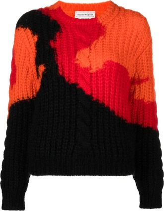 Alexander McQueen colourblock knit jumper - women - Polyamide/Mohair/Wool - S - Orange