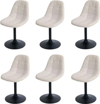 Hhg Hhg - Lote De 6 Silla De Comedor 842, Silla De Cocina Silla Giratoria, Acero Mvg Tela/textil Boucl&eacute; (450g/m&sup2;), Beige