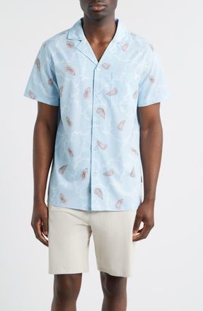 MAVRANS Ostra Weekend Short Sleeve Performance Button-Up Shirt in Blue at Nordstrom, Size Xx-Large