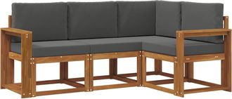 vidaXL Conjunto De Sof&aacute;s De Exterior 4 Uds. Natural Y Antracita Vidaxl