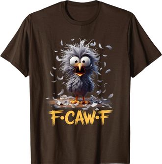 Generic F-CAW-F T-Shirt, Womens F-CAW-F Funny Chicken Scream Humor T-Shirt, Ladies Causal Short Sleeve Crewneck Classic Tee Shirts Brown XL
