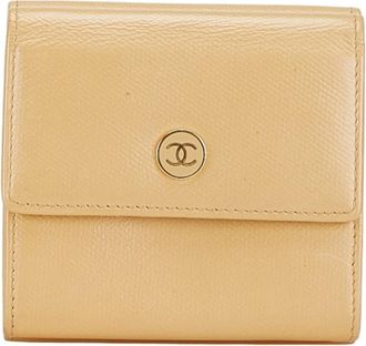 Chanel Beige Grained Calfskin Wallet (Bi-Fold) (Pre-Owned)