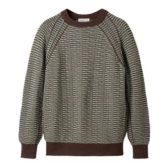Roberto Collina Round-neck Knitwear, male, Brown, Size: XL Reverse Sweater Bicolour