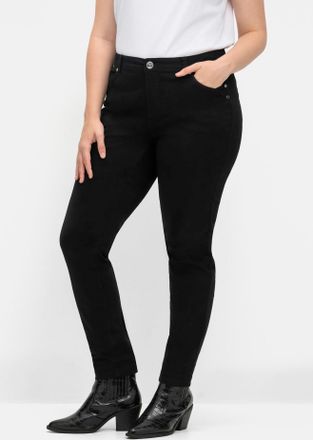 Sheego Stretch-Hose SHEEGO, Damen, Gr. 40, Normalgr&ouml;ssen, schwarz, 98% Baumwolle, 2% Elasthan, unifarben, Hosen Stretch-Hose