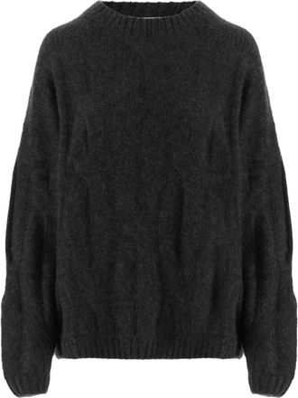 Allude Black Ribbed Crewneck Cashmere-Silk Sweater