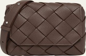 Bottega Veneta Mens Small Intreccio Leather Crossbody Bag