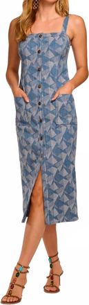 Ramy Brook Marine Printed Denim Sleeveless Midi Dress In Geo Print