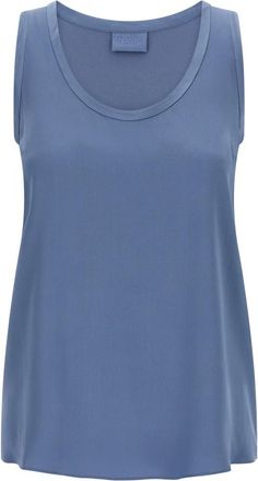 Brunello Cucinelli Stretch Zijden Satijnen Top - Dames - Tops zonder mouwen - Blauw - S - Satijn - Tops